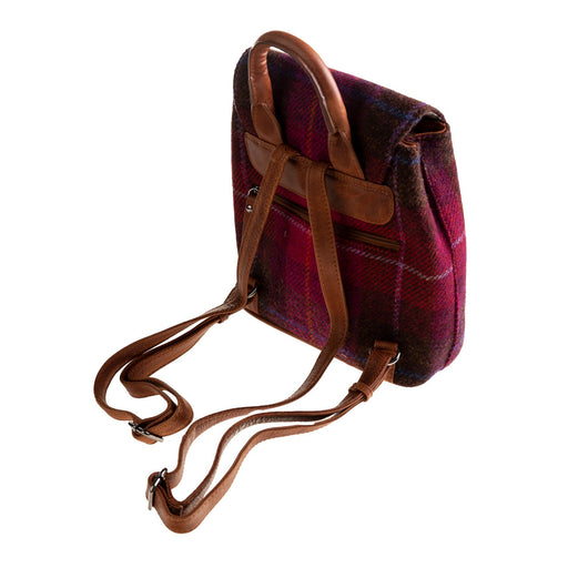 Ht Leather Flapover Backpack Cerise Check / Tan - Heritage Of Scotland - CERISE CHECK / TAN