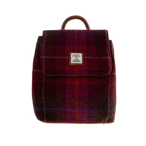 Ht Leather Flapover Backpack Cerise Check / Tan - Heritage Of Scotland - CERISE CHECK / TAN