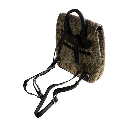 Ht Leather Flapover Backpack Lt Brown Check / Black - Heritage Of Scotland - LT BROWN CHECK / BLACK