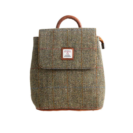 Ht Leather Flapover Backpack Lt Brown Check / Tan - Heritage Of Scotland - LT BROWN CHECK / TAN