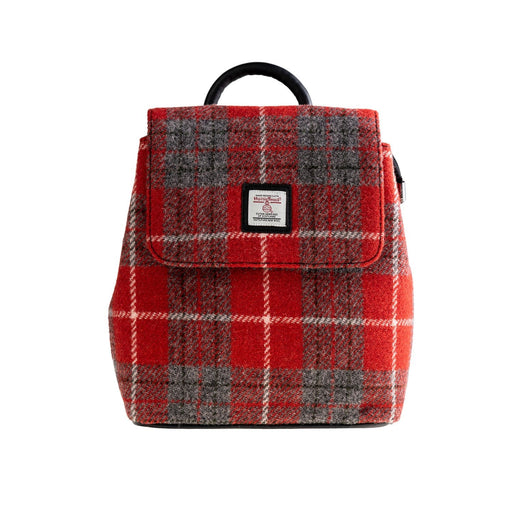 Ht Leather Flapover Backpack Red Check / Black - Heritage Of Scotland - RED CHECK / BLACK