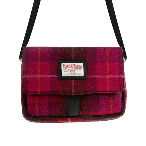 Ht Leather Ladies Shoulder Bag Cerise Check / Black - Heritage Of Scotland - CERISE CHECK / BLACK