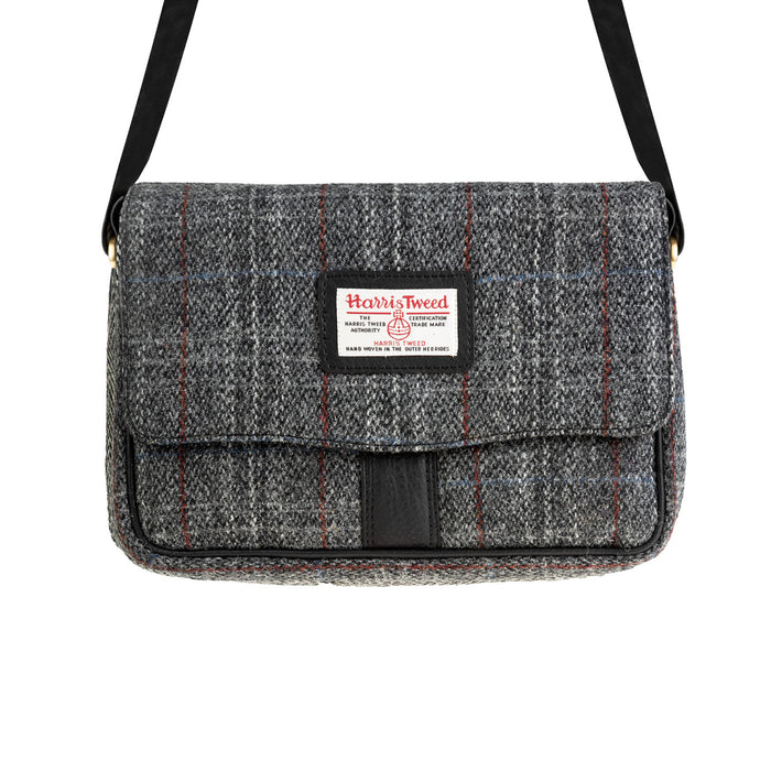 Ht Leather Ladies Shoulder Bag Grey & Red Check / Black - Heritage Of Scotland - GREY & RED CHECK / BLACK