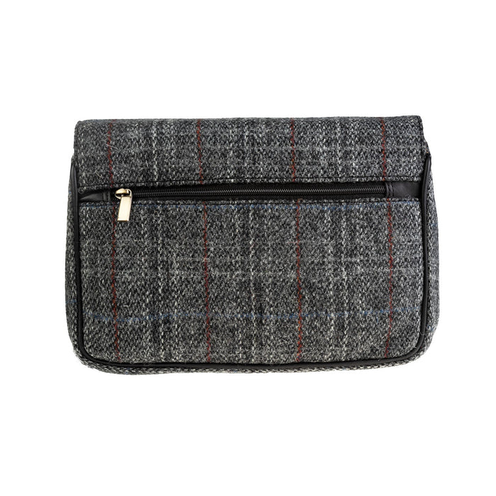 Ht Leather Ladies Shoulder Bag Grey & Red Check / Black - Heritage Of Scotland - GREY & RED CHECK / BLACK