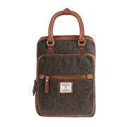 Ht Leather Large Backpack Dark Brown Barleycorn / Tan - Heritage Of Scotland - DARK BROWN BARLEYCORN / TAN