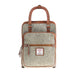 Ht Leather Large Backpack Green & White Barleycorn / Tan - Heritage Of Scotland - GREEN & WHITE BARLEYCORN / TAN