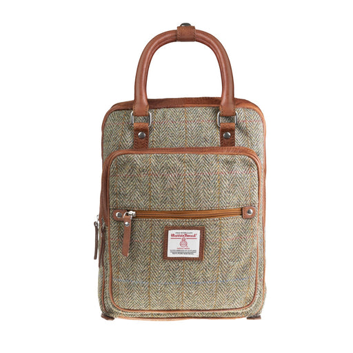 Ht Leather Large Backpack Lt Brown Check / Tan - Heritage Of Scotland - LT BROWN CHECK / TAN