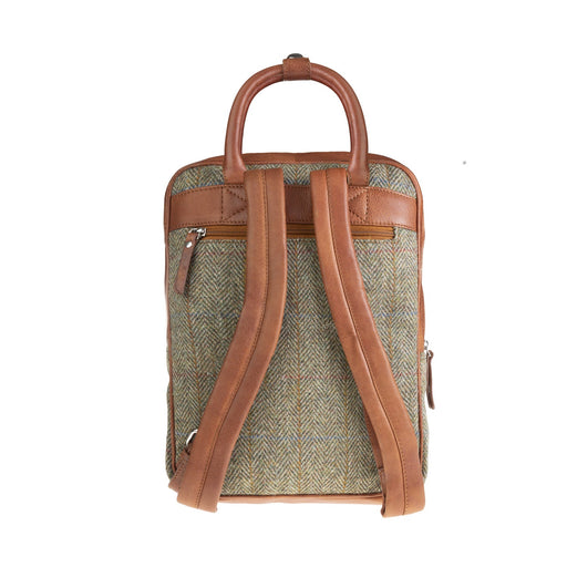 Ht Leather Large Backpack Lt Brown Check / Tan - Heritage Of Scotland - LT BROWN CHECK / TAN
