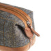 Ht Leather Large Wash Bag Blue & Brown Check Hb / Tan - Heritage Of Scotland - BLUE & BROWN CHECK HB / TAN