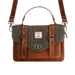 Ht Leather Satchel Bag Brown Herringbone / Tan - Heritage Of Scotland - BROWN HERRINGBONE / TAN