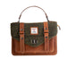 Ht Leather Satchel Bag Dark Green Check / Tan - Heritage Of Scotland - DARK GREEN CHECK / TAN