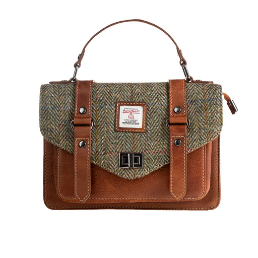 Ht Leather Satchel Bag Lt Brown Check / Tan - Heritage Of Scotland - LT BROWN CHECK / TAN