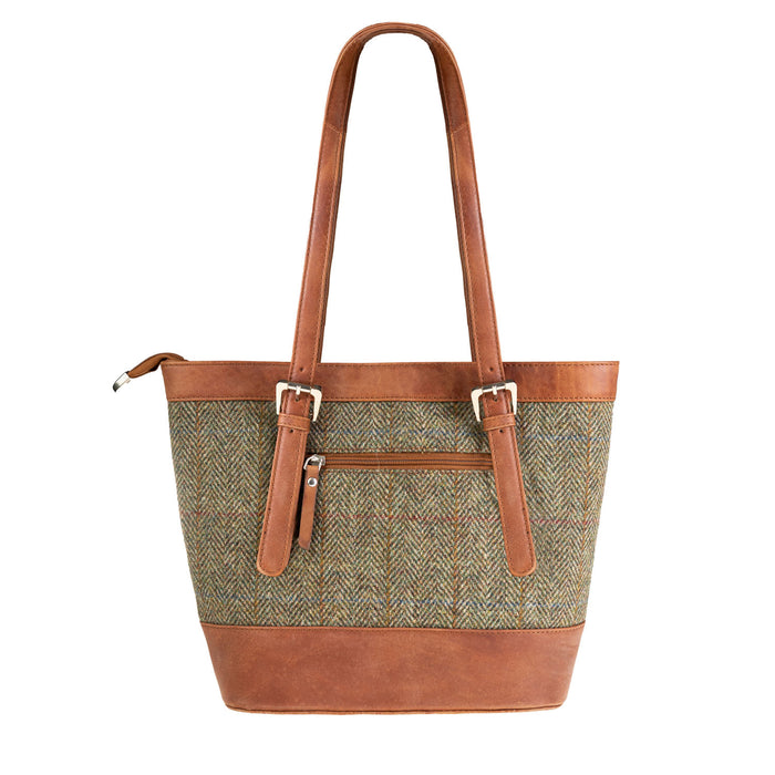 Ht Leather Tote Bag Lt Brown Check / Tan - Heritage Of Scotland - LT BROWN CHECK / TAN