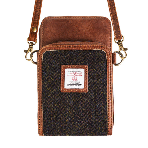 Ht Travel Cross Body Bag Dark Brown Barleycorn / Tan - Heritage Of Scotland - DARK BROWN BARLEYCORN / TAN