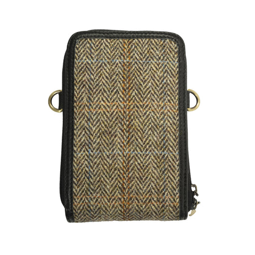 Ht Travel Cross Body Bag Tan & Brown Herringbone / Black - Heritage Of Scotland - TAN & BROWN HERRINGBONE / BLACK