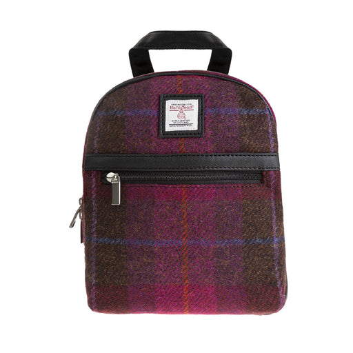 Ht Vegan Leather Small Backpack Cerise Check / Black - Heritage Of Scotland - CERISE CHECK / BLACK