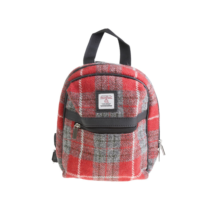 Ht Vegan Leather Small Backpack Red Check / Black - Heritage Of Scotland - RED CHECK / BLACK