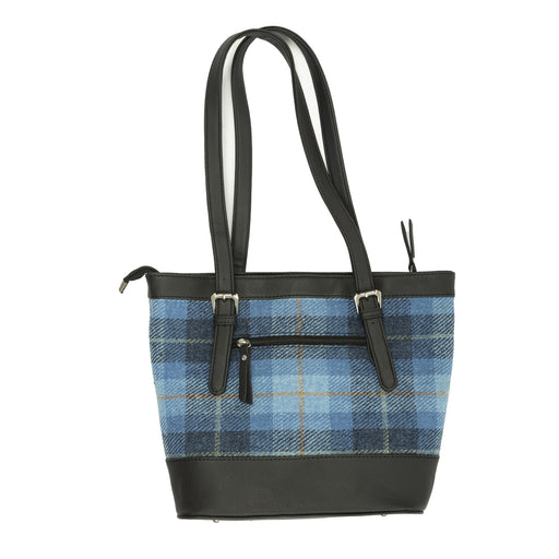 Ht Vegan Leather Tote Bag Blue Check / Black - Heritage Of Scotland - BLUE CHECK / BLACK