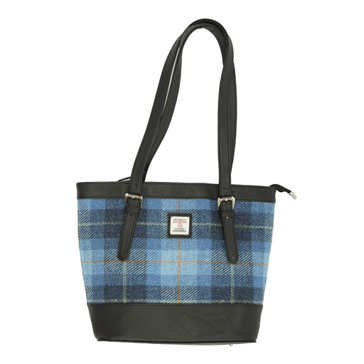 Ht Vegan Leather Tote Bag Blue Check / Black - Heritage Of Scotland - BLUE CHECK / BLACK