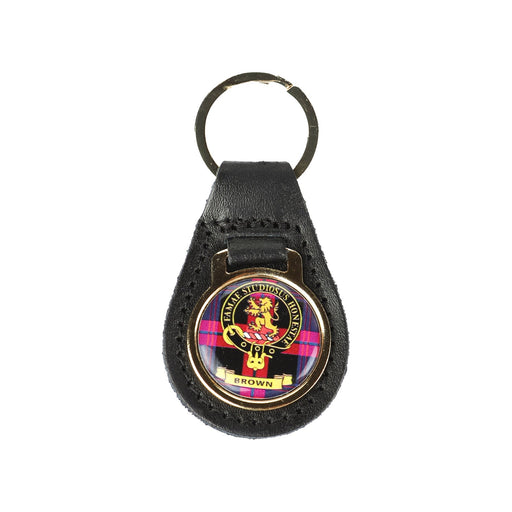 Kc Clan Leather Key Fob Brown - Heritage Of Scotland - BROWN