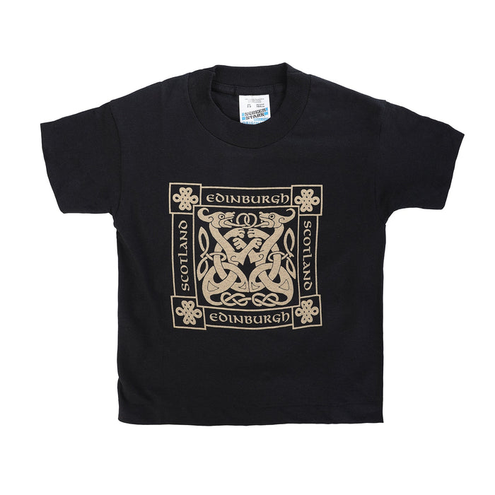 Kids Edinburgh Celtic Square T-Shirt Black/Gold - Heritage Of Scotland - BLACK/GOLD