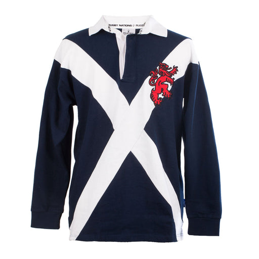 Kids L/S Saltire No 8 Rugby Shirt - Heritage Of Scotland - Navy