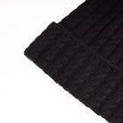 Ladies Cable Lambswool Mix Beanie Pom Black - Heritage Of Scotland - BLACK