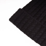 Ladies Cable Lambswool Mix Beanie Pom Black - Heritage Of Scotland - BLACK
