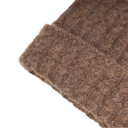 Ladies Cable Lambswool Mix Beanie Pom Brindle - Heritage Of Scotland - BRINDLE