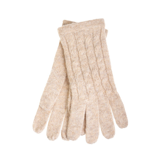 Ladies Cable Lambswool Mix Glove Natural - Heritage Of Scotland - NATURAL