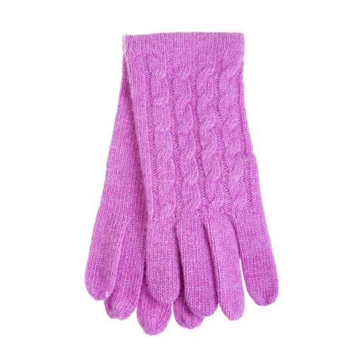 Ladies Cable Lambswool Mix Glove Violet - Heritage Of Scotland - VIOLET