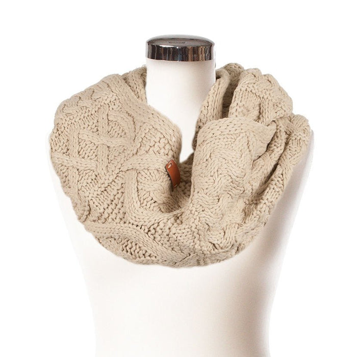 Ladies Cable Snood Scarf - Heritage Of Scotland - OATMEAL