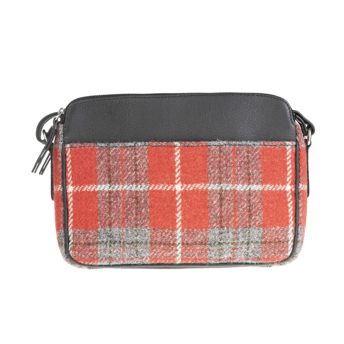 Ladies Ht Leather Body Bag Red Check / Black - Heritage Of Scotland - RED CHECK / BLACK