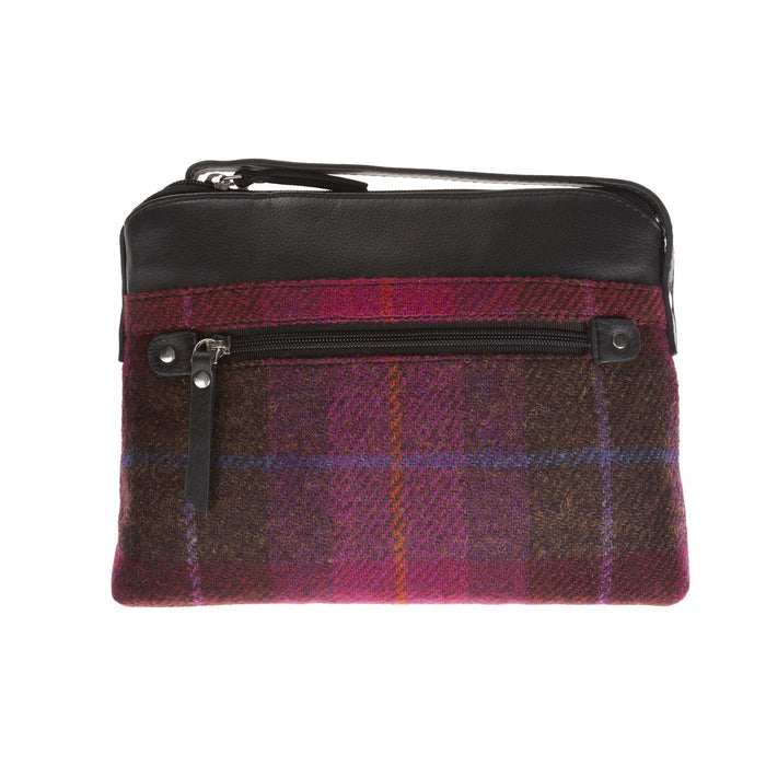 Ladies Ht Leather Cross Body Bag Cerise Check / Black - Heritage Of Scotland - CERISE CHECK / BLACK