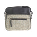 Ladies Ht Leather Cross Body Bag Green & White Barleycorn / Black - Heritage Of Scotland - GREEN & WHITE BARLEYCORN / BLACK