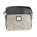 Ladies Ht Leather Cross Body Bag Green & White Barleycorn / Black - Heritage Of Scotland - GREEN & WHITE BARLEYCORN / BLACK