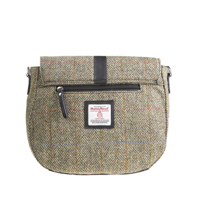 Ladies Ht Leather Flap Over Bag Lt Brown Check / Black - Heritage Of Scotland - LT BROWN CHECK / BLACK