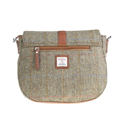 Ladies Ht Leather Flap Over Bag Lt Brown Check / Tan - Heritage Of Scotland - LT BROWN CHECK / TAN