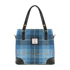 Ladies Ht Leather Hand Bag Blue Check / Black - Heritage Of Scotland - BLUE CHECK / BLACK