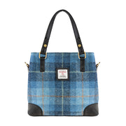 Ladies Ht Leather Hand Bag Blue Check / Black - Heritage Of Scotland - BLUE CHECK / BLACK