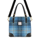Ladies Ht Leather Hand Bag Blue Check / Black - Heritage Of Scotland - BLUE CHECK / BLACK
