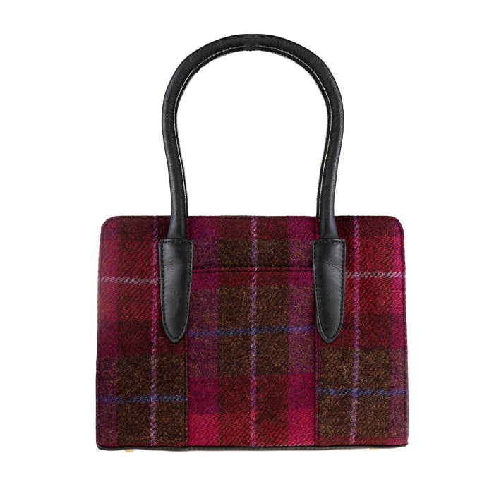 Ladies Ht Leather Hand Bag Blue Check / Tan - Heritage Of Scotland - BLUE CHECK / TAN