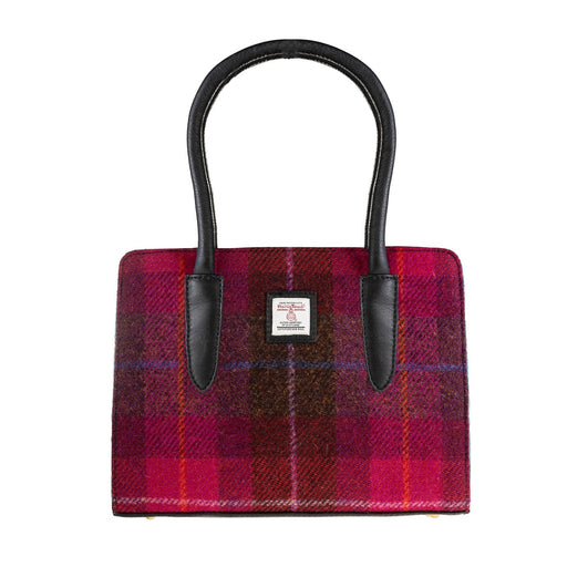 Ladies Ht Leather Hand Bag Blue Check / Tan - Heritage Of Scotland - BLUE CHECK / TAN
