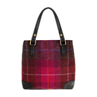Ladies Ht Leather Hand Bag Cerise Check / Black - Heritage Of Scotland - CERISE CHECK / BLACK