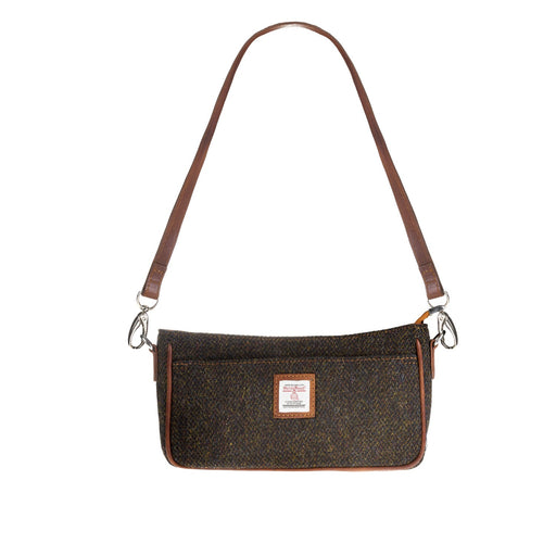 Ladies Ht Leather Hand Bag Dark Brown Barleycorn / Tan - Heritage Of Scotland - DARK BROWN BARLEYCORN / TAN