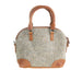 Ladies Ht Leather Hand Bag Green & White Barleycorn / Tan - Heritage Of Scotland - GREEN & WHITE BARLEYCORN / TAN