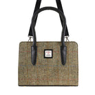 Ladies Ht Leather Hand Bag Lt Brown Check / Black - Heritage Of Scotland - LT BROWN CHECK / BLACK
