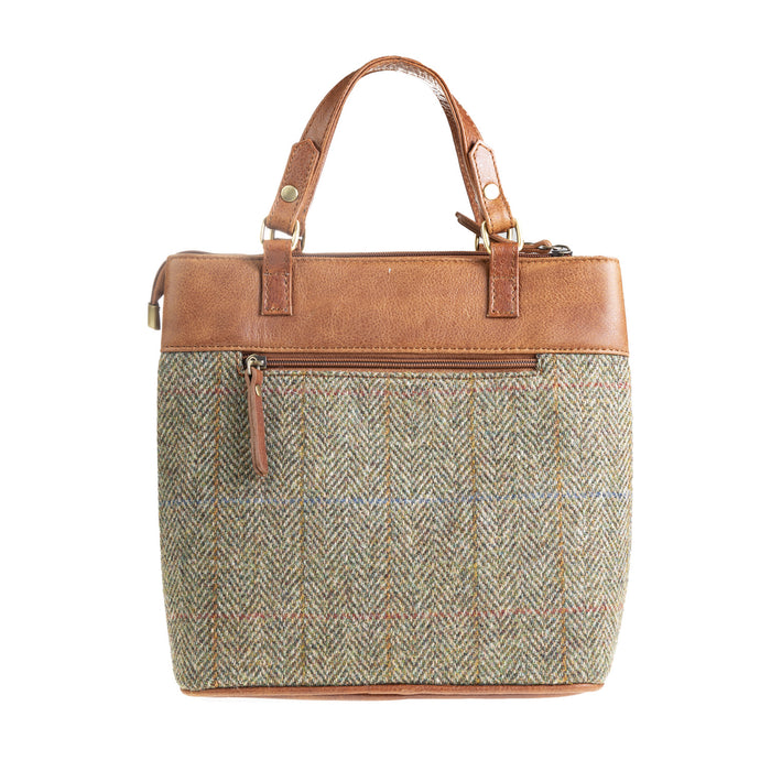 Ladies Ht Leather Hand Bag Lt Brown Check / Tan - Heritage Of Scotland - LT BROWN CHECK / TAN