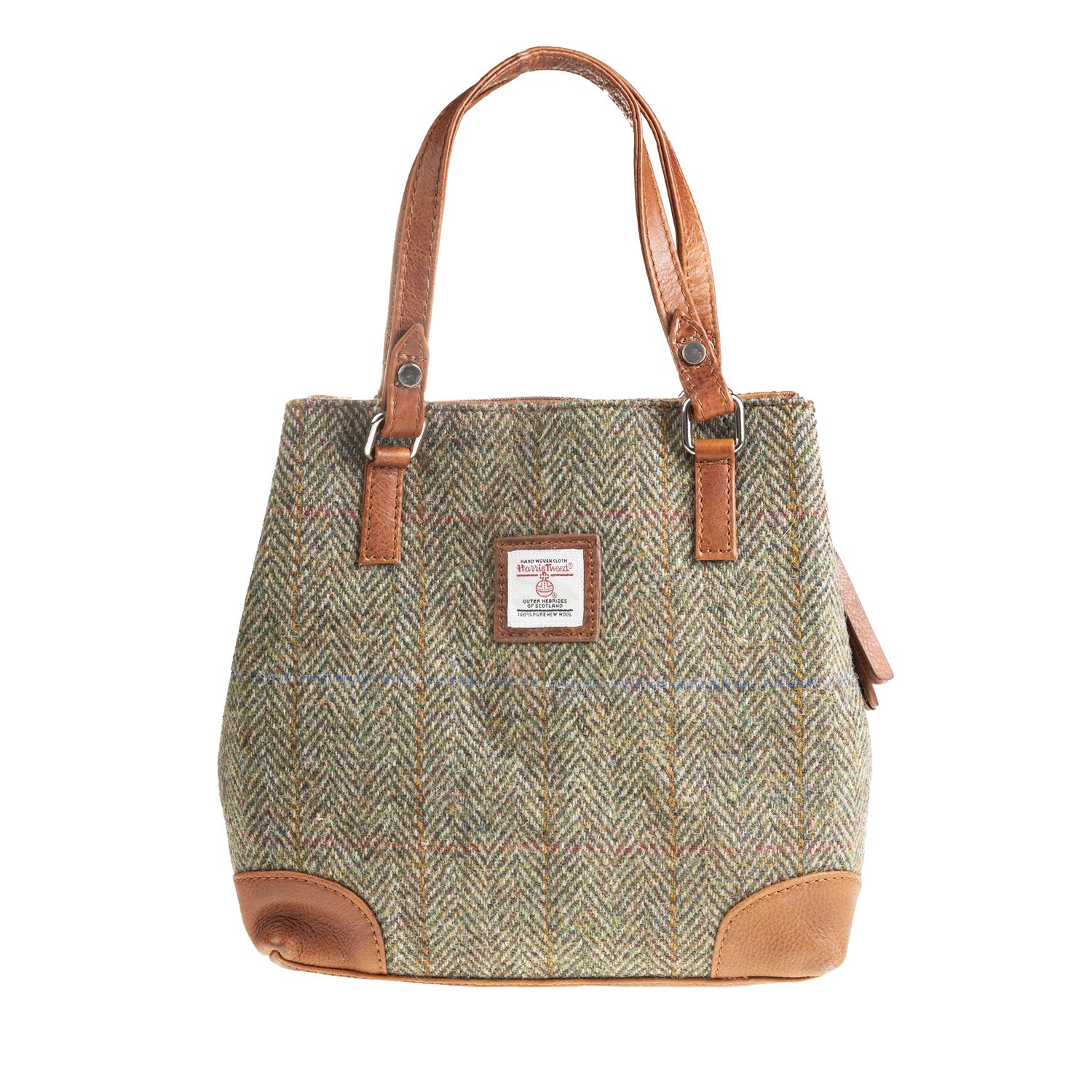 Ladies Ht Leather Hand Bag Lt Brown Check / Tan - Heritage Of Scotland - LT BROWN CHECK / TAN