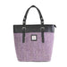 Ladies Ht Leather Hand Bag Plum Herringbone / Black - Heritage Of Scotland - PLUM HERRINGBONE / BLACK